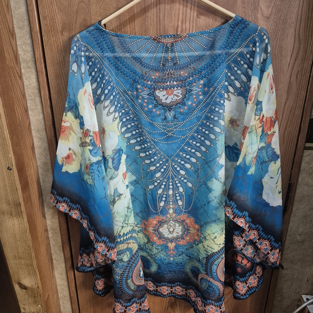 Multiples Blue And Orange Floral Tunic. Box 31 View 4